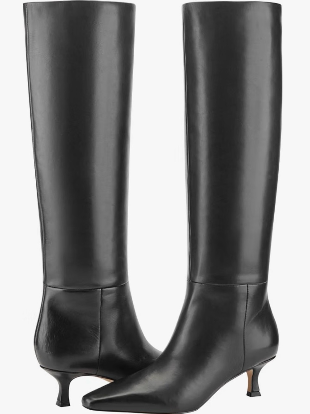 MARC FISHER “KAISLEY” BOOTS | Black Leather Knee-High Pointed Toe